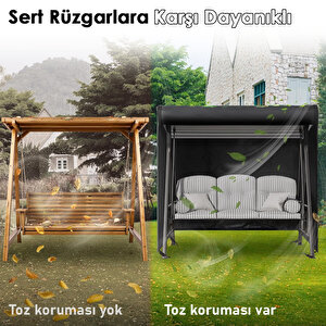 Haegs Bahçe Salıncak Koruma Örtüsü Üç Kişilik Tenteli Hamak Bahçe Salıncağı Koruma Kılıfı Su Geçirmez Branda Dayanıklı 210x125x170cm Siyah Siyah
