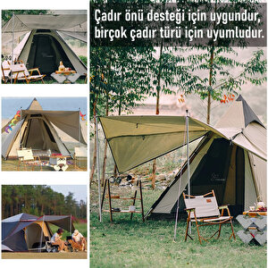 Haegs Ayarlanabilir Tarp Tente Direkleri, 2`li Set, Teleskopik Alüminyum Çadır Gölgelik Branda Direkleri, Kamp Direği Katlanabilir Hafif Karavan Araç Yan Tente Direği  - Gümüş