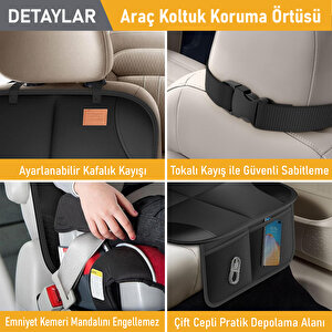 Haegs Oto Koltuk Koruyucu Kılıf, Çocuk Oto Koltuğu Için Koruyucu Örtü, Kalın Pedli Araba Koltuk Minderi Su Geçirmez Evcil Hayvan, Kedi Köpek Araç Koltuk Örtüsü, - Siyah Siyah