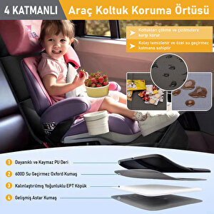 Haegs Oto Koltuk Koruyucu Kılıf, Çocuk Oto Koltuğu Için Koruyucu Örtü, Kalın Pedli Araba Koltuk Minderi Su Geçirmez Evcil Hayvan, Kedi Köpek Araç Koltuk Örtüsü, - Siyah