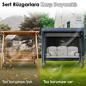 Haegs Bahçe Salıncak Koruma Örtüsü Üç Kişilik Tenteli Hamak Bahçe Salıncağı Koruma Kılıfı Su Geçirmez Branda Dayanıklı 210x125x170cm Gri Gri
