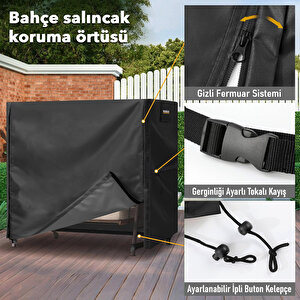 Haegs Bahçe Salıncak Koruma Örtüsü Üç Kişilik Tenteli Hamak Bahçe Salıncağı Koruma Kılıfı Su Geçirmez Branda Dayanıklı 210x125x170cm Gri