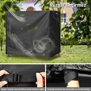 Haegs Bahçe Salıncak Koruma Örtüsü Üç Kişilik Tenteli Hamak Bahçe Salıncağı Koruma Kılıfı Su Geçirmez Branda Dayanıklı 210x125x170cm Gri