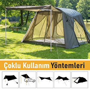 Haegs Ayarlanabilir Tarp Tente Direkleri, 2`li Set, Teleskopik Alüminyum Çadır Gölgelik Branda Direkleri, Kamp Direği Katlanabilir Hafif Karavan Araç Yan Tente Direği  - Turuncu