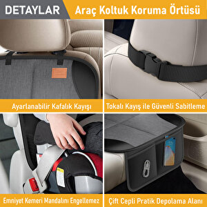 Haegs Oto Koltuk Koruyucu Kılıf, Çocuk Oto Koltuğu Için Koruyucu Örtü, Kalın Pedli Araba Koltuk Minderi Su Geçirmez Evcil Hayvan, Kedi Köpek Araç Koltuk Örtüsü, - Gri Gri