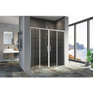 Lareks Temperli 6 Mm Ön Cephe Cam Duşakabin Krom Profil Siyah Karolaj Cam 168 cm