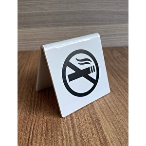 Beyaz Parlak Masaüstü Sigara İçilmez İsimlik (çift Yönlü)