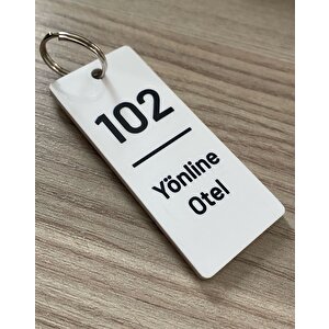 Beyaz Pleksi Basic Slim Kişiselleştirilebilir Otel Bungalov Apart Anahtarlık