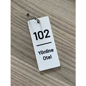 Beyaz Pleksi Basic Slim Kişiselleştirilebilir Otel Bungalov Apart Anahtarlık