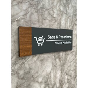 Wooden Serisi Mat Antrasit Satış&pazarlama Yönlendirme Levhası