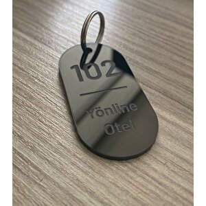Siyah Parlak Kişiselleştirilebilir Otel Bungalov Apart Anahtarlık