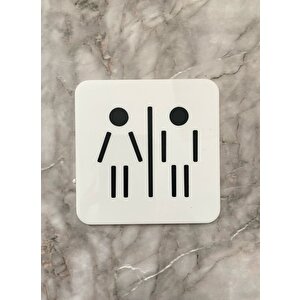 Parlak Beyaz Minimal Wc Yönlendirme Levhası