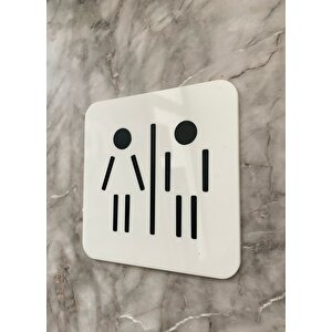 Parlak Beyaz Minimal Wc Yönlendirme Levhası