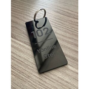 Siyah Pleksi Basic Slim Kişiselleştirilebilir Otel Bungalov Apart Anahtarlık
