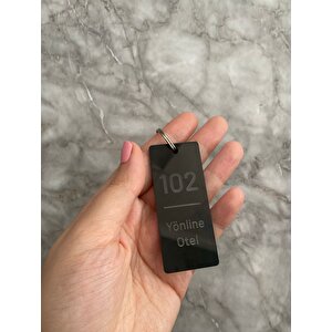 Siyah Pleksi Basic Slim Kişiselleştirilebilir Otel Bungalov Apart Anahtarlık