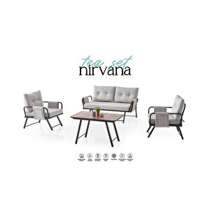 Ni̇rvana Katlanir Bahçe Ve Balkon Mobi̇lyasi Takimi (2+1+1+sehpa) - Çay Seti̇