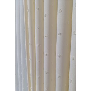 İskandinav Ponponlu Fon Perde Krem 1x3 Sık Pile 95x255 cm