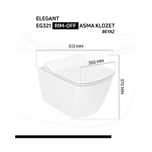 Creavit Elegant Rim-off Asma Klozet + Yavaş Kapanır Kapak