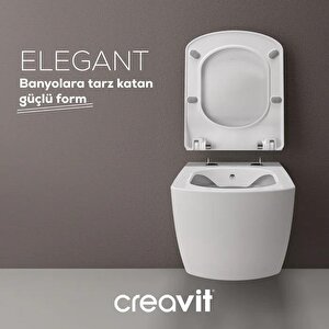 Creavit Elegant Rim-off Asma Klozet + Yavaş Kapanır Kapak