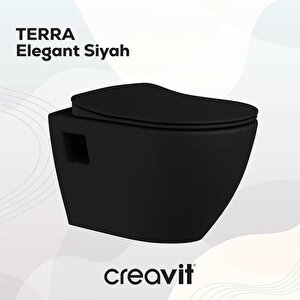 Terra Mat Siyah Asma Klozet + Yavaş Kapanır Kapak