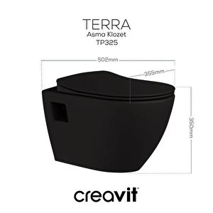 Creavit Terra Mat Siyah Asma Klozet + Duroplast Yavaş Kapanır Kapak + Vitra Siyah Gömme Rezervuar Set