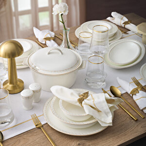Alaia Stella Gold 60 Parça 12 Kişilik Porselen Yemek Takımı