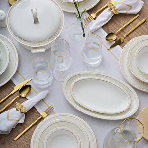 Alaia Stella Gold 60 Parça 12 Kişilik Porselen Yemek Takımı