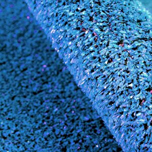 Çim Halı Suni Yapay 7 Mm Hav Yüksekliği Dekoratif  Kesme Kaymaz Balkon Bahçe Teras Mavi Renkli Halı