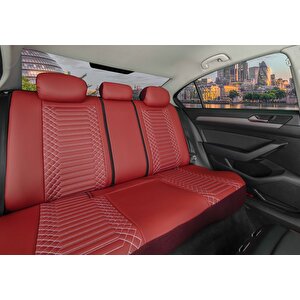 Bmw 1 Serisi 116d Ed Uyumlu Full Deri Oto Koltuk Kılıfı Ön Arka Set Kırmızı Exclusıve Model