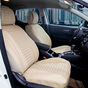 Citroen Saxo Vtr Uyumlu Full Deri Oto Koltuk Kılıfı Ön Arka Set Bej Exclusıve Model