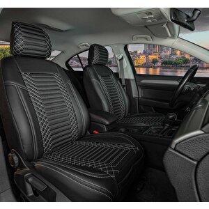 Audi A5 Coupe Uyumlu Full Deri Oto Koltuk Kılıfı Ön Arka Set Siyah Beyaz Exclusıve Model