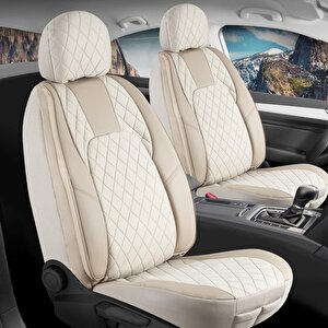 Seat Leon Station Wagon Uyumlu Yarı Deri Oto Koltuk Kılıfı Ön Arka Set Chester Model Bej