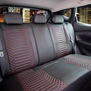 Kia Optima Uyumlu Full Deri Oto Koltuk Kılıfı Ön Arka Set Siyah Kırmızı Exclusıve Model