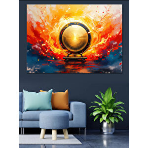 Alevler İçinde Kristal Küre Dekoratif Kanvas - Mdf Ahşap Tablo 100x140 cm