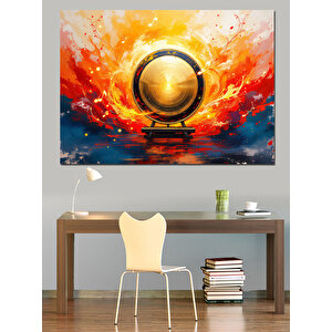 Alevler İçinde Kristal Küre Dekoratif Kanvas - Mdf Ahşap Tablo 100x140 cm