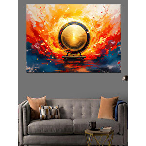 Alevler İçinde Kristal Küre Dekoratif Kanvas - Mdf Ahşap Tablo 50x70 cm