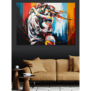 Dans Eden Çift Müzisyen Dekoratif Kanvas - Mdf Ahşap Tablo 100x140 cm