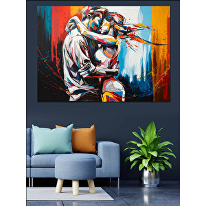 Dans Eden Çift Müzisyen Dekoratif Kanvas - Mdf Ahşap Tablo 100x140 cm