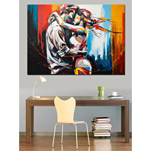 Dans Eden Çift Müzisyen Dekoratif Kanvas - Mdf Ahşap Tablo