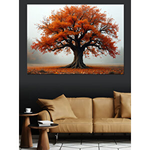 Sonbaharda Büyük Ağaç Dekoratif Kanvas - Mdf Ahşap Tablo