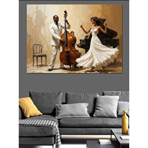 Dans Eden Çift Müzisyen Dekoratif Kanvas - Mdf Ahşap Tablo 70x100 cm