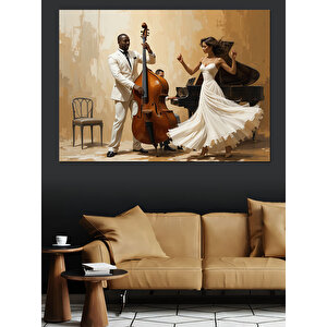 Dans Eden Çift Müzisyen Dekoratif Kanvas - Mdf Ahşap Tablo 70x100 cm