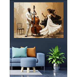 Dans Eden Çift Müzisyen Dekoratif Kanvas - Mdf Ahşap Tablo