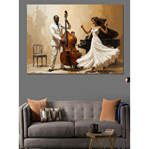 Dans Eden Çift Müzisyen Dekoratif Kanvas - Mdf Ahşap Tablo