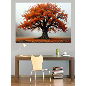Sonbaharda Büyük Ağaç Dekoratif Kanvas - Mdf Ahşap Tablo 35x50 cm