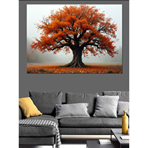 Sonbaharda Büyük Ağaç Dekoratif Kanvas - Mdf Ahşap Tablo 35x50 cm