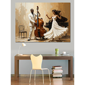 Dans Eden Çift Müzisyen Dekoratif Kanvas - Mdf Ahşap Tablo 100x140 cm