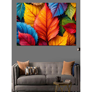 Renkli Sonbahar Yaprakları Dekoratif Kanvas - Mdf Ahşap Tablo 70x100 cm