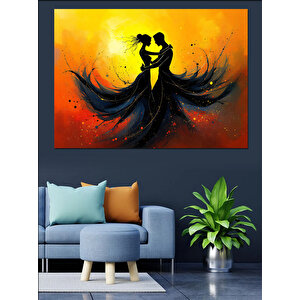 Dans Eden Silüetler Dekoratif Kanvas - Mdf Ahşap Tablo 35x50 cm