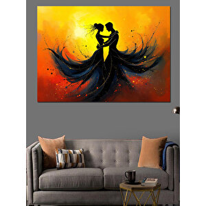 Dans Eden Silüetler Dekoratif Kanvas - Mdf Ahşap Tablo